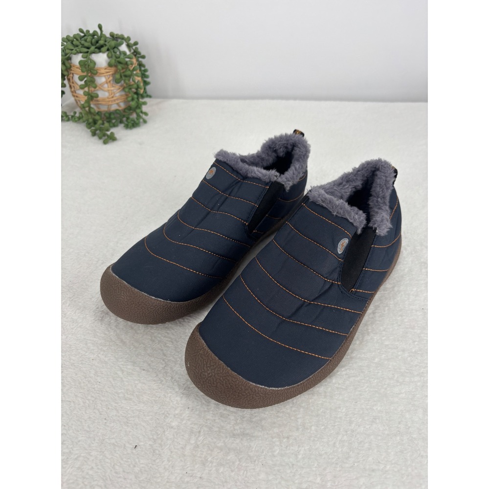 Unbranded Puffer Boots size 39  US 8.5 Navy Blue Quilted Faux Fur Slip‎ On Cozy